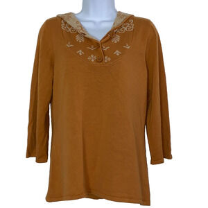 Axcess Shirt Womens Size Medium Orange Print Hoodie New No Tag